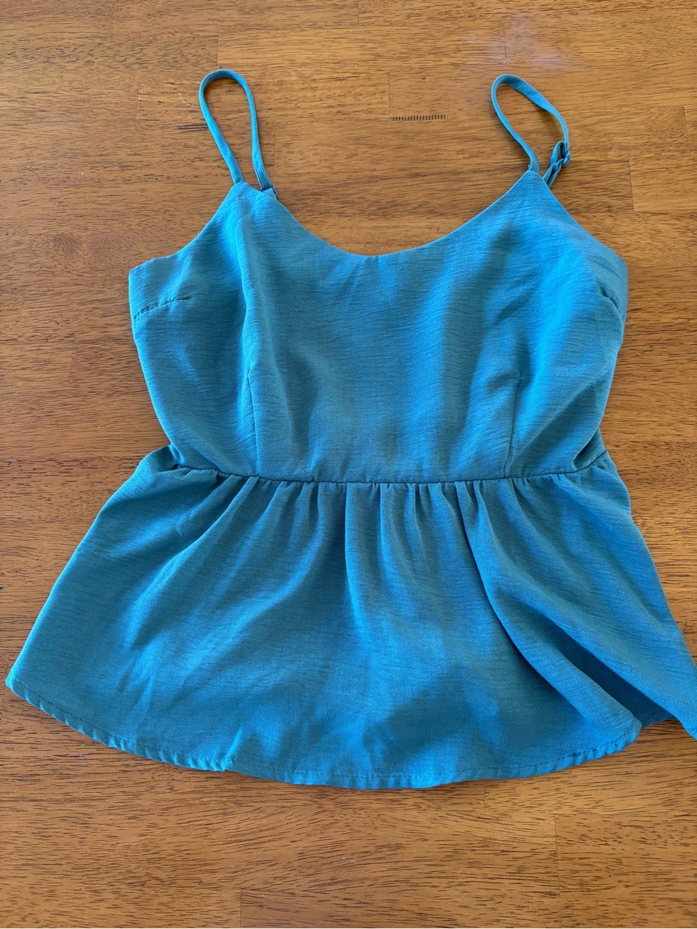 Monteau Teal Spaghetti Strap Peplum Cami